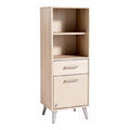 Titel: "Moderne Houten Boekenkast met Lades en Open Plank"