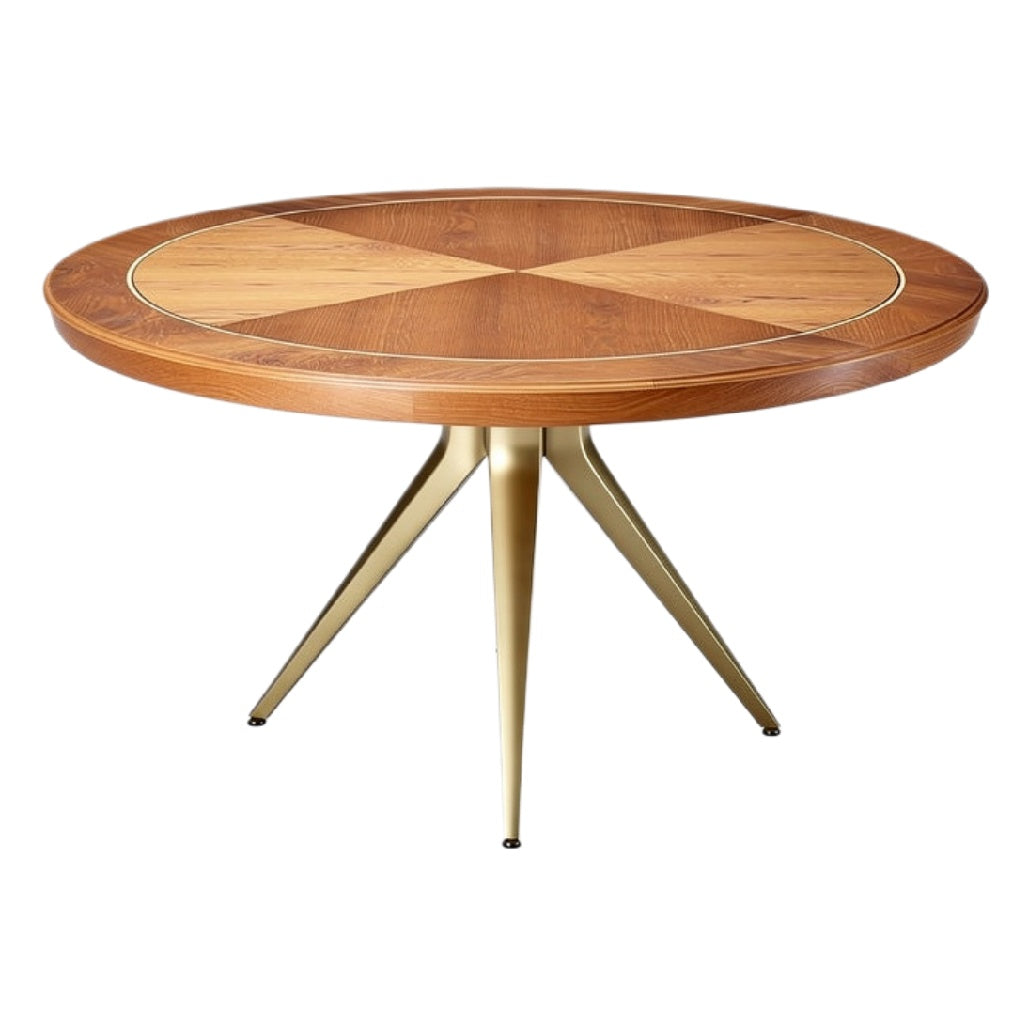 Ronde Houten Eettafel met Gouden Pootjes