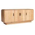 Moderne houten tv-kast met vier deuren en minimalistisch ontwerp